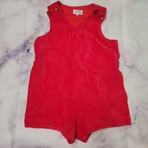 Merry Mites Vintage Red Corduroy Romper